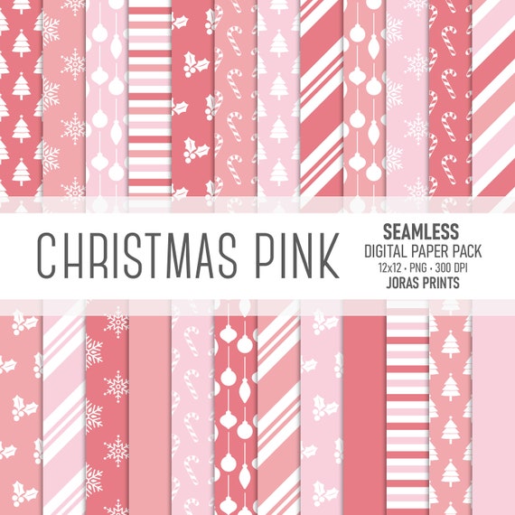 Pink Christmas Digital Paper, scrapbook backgrounds by La Boutique dei  Colori