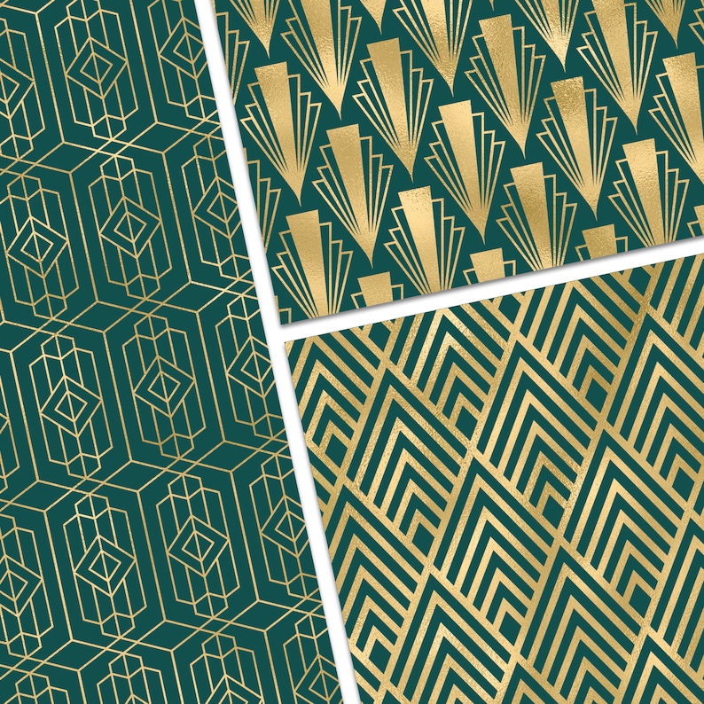 Art Deco Digital Paper Scrapbook Paper Pack Retro Art Deco Etsy