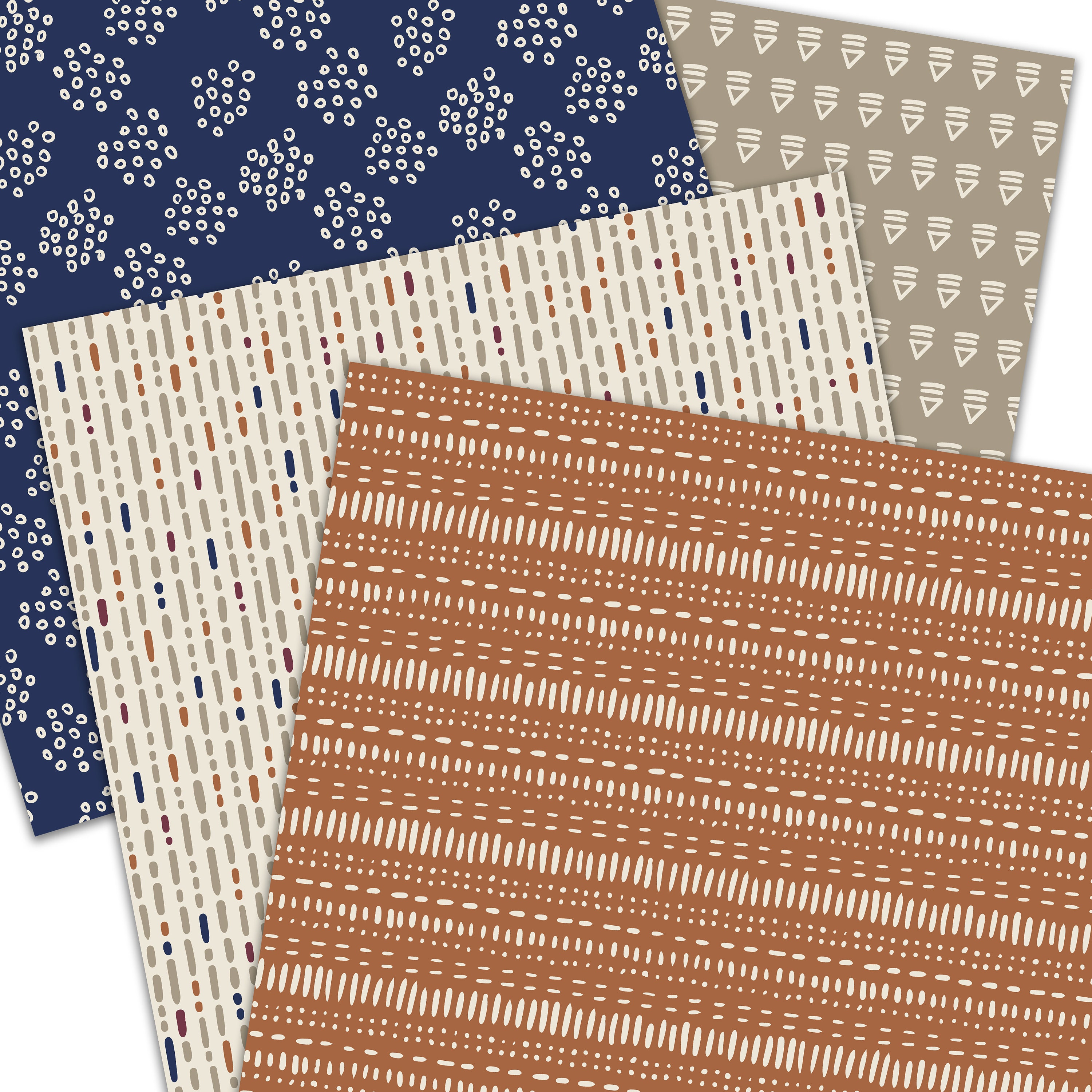 Boho Digital Paper, Doodles Scrapbook Paper, Seamless Patterns Hand