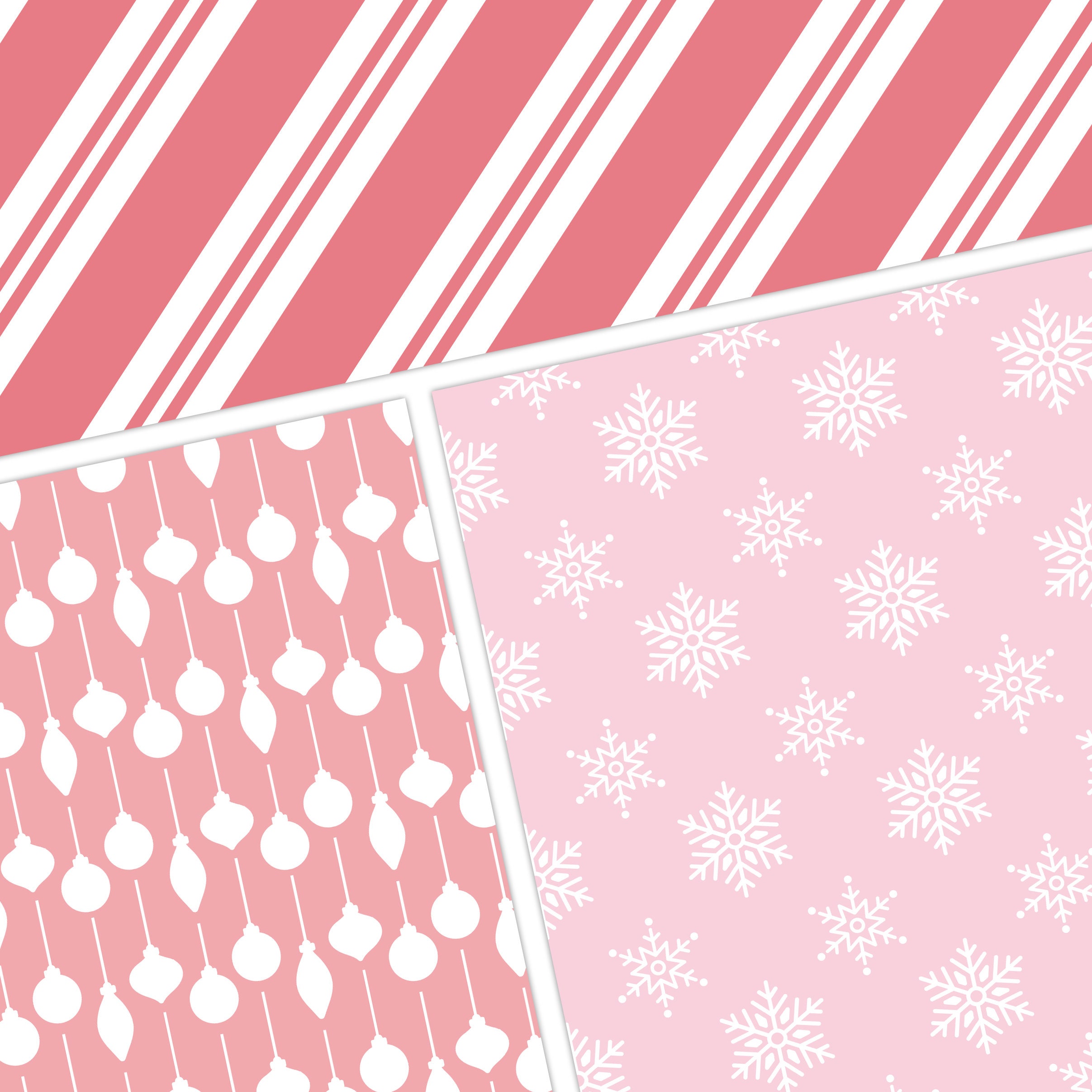 Textured Christmas Digital Scrapbook Papers, Old Fashioned Scrapbook Paper  W/ Ornaments Stockings Argyle & Candy Cane Stripes 