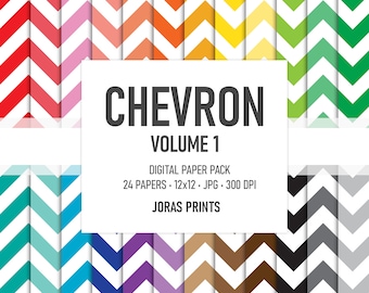 Chevron Digital Paper, Digital Scrapbooking Paper, Digital Paper Pack, Rainbow Paper Set, Junk Journal Paper, Commercial Use
