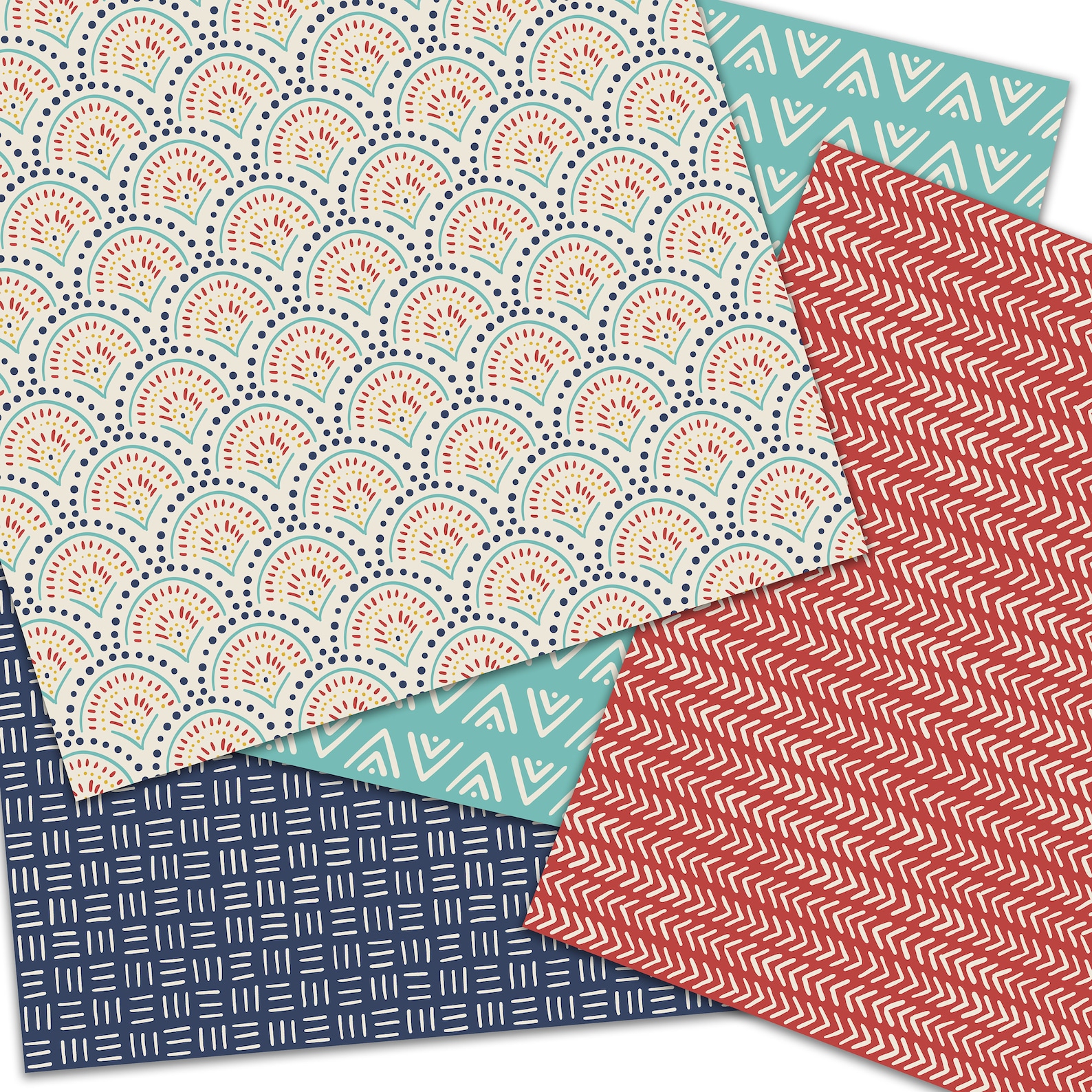 Boho Digital Paper, Doodles Scrapbook Paper, Seamless Patterns Hand ...
