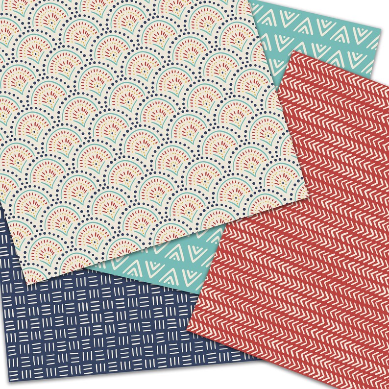 Boho Digital Paper Doodles Scrapbook Paper Seamless Patterns Etsy