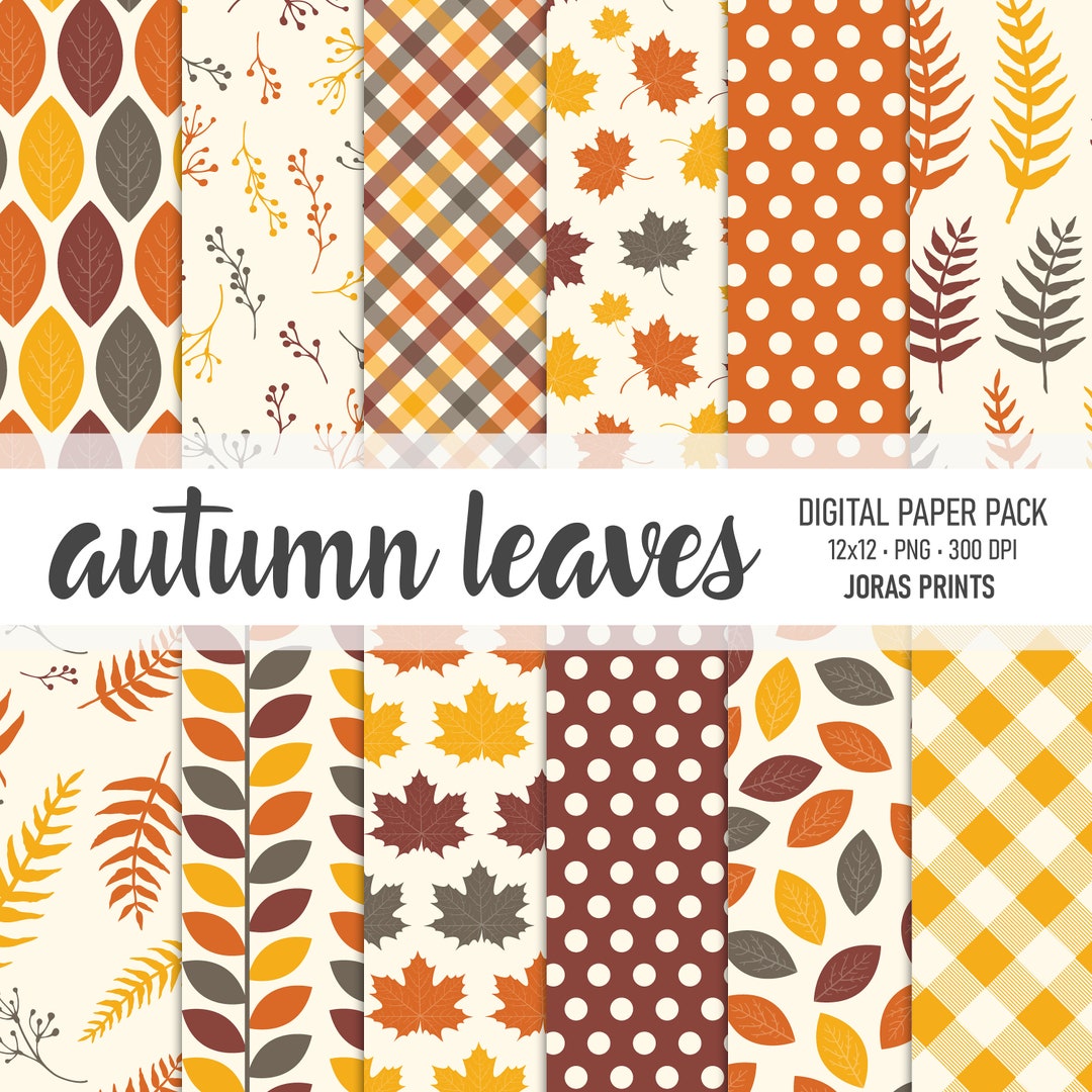 Fall Digital Paper, Scrapbook Paper, Autumn Digital Paper Pack, Leaves ...