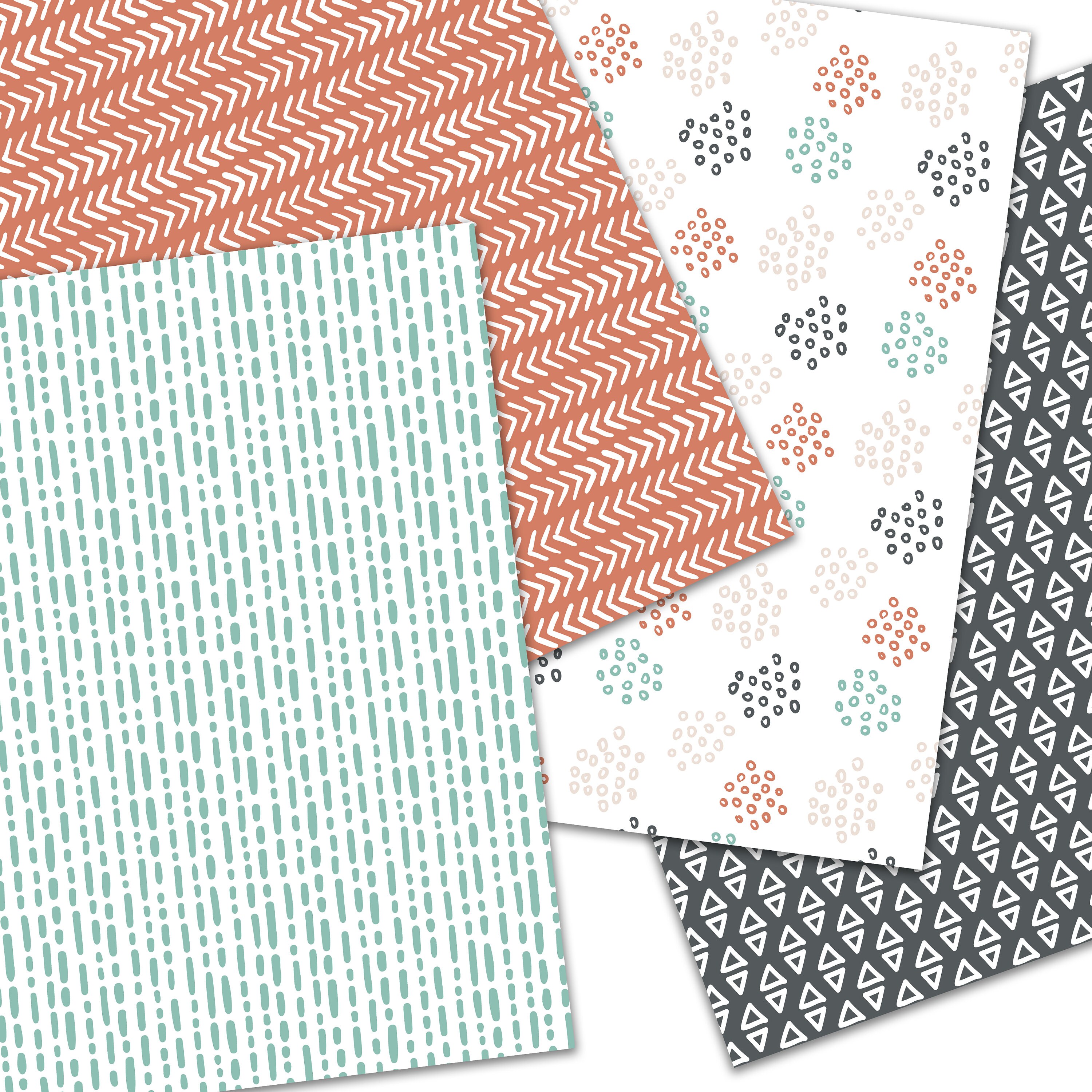 Boho Digital Paper, Doodles Scrapbook Paper, Hand Drawn Patterns, Junk