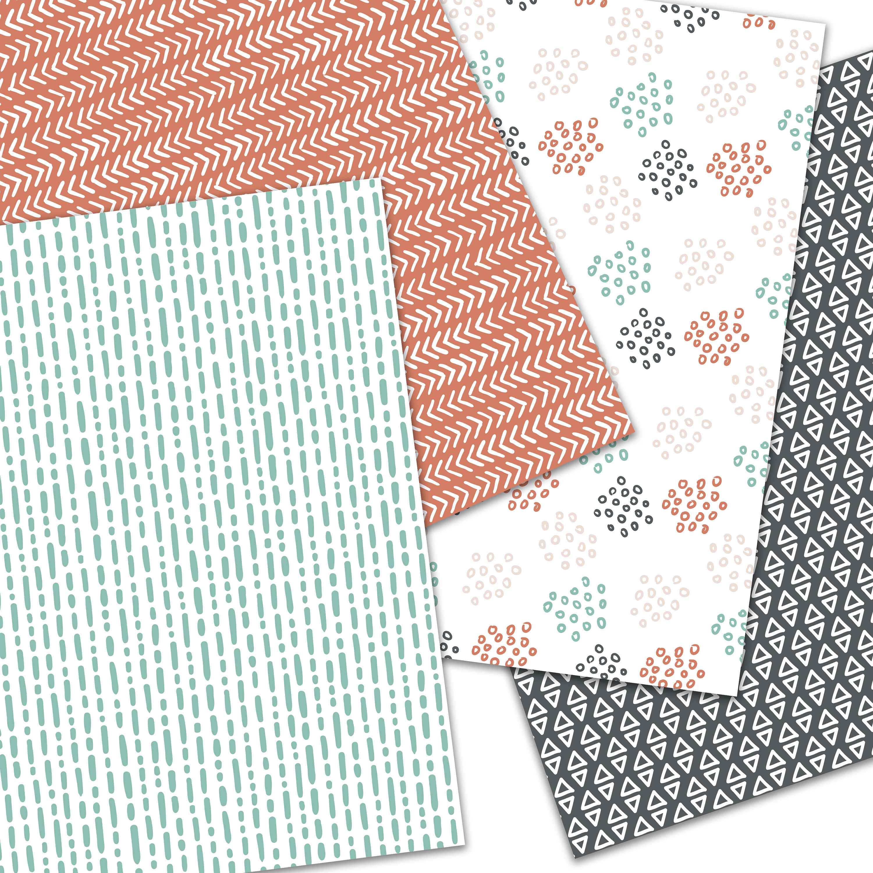 Boho Digital Paper, Doodles Scrapbook Paper, Seamless Patterns, Hand ...