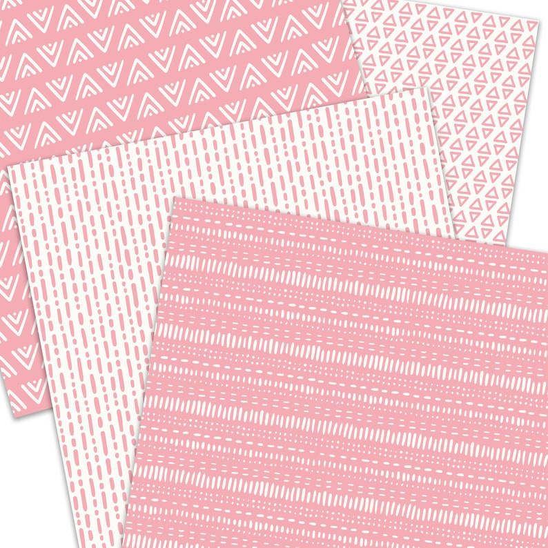 Pink Boho Digital Paper Seamless Patterns Boho Hand Drawn Scrapbook ...