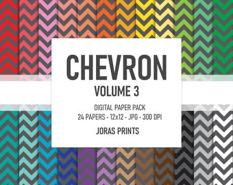 Chevron Digital Paper, Digital Scrapbooking Paper, Digital Paper Pack, Rainbow Paper Set, Junk Journal Paper, Commercial Use