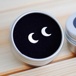 Sterling Silver Crescent Moon Earrings  / 925 / moon studs / gifts for her / hypoallergenic / stocking filler / celestial / 925