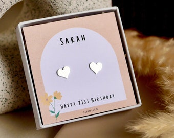 21st Birthday Gift For Her | Personalised 21st Birthday Heart Earrings | Gift For Her | 21st Ideas | Gift Ideas | Love Heart Earrings