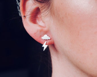 Sterling Silver ear jacket | weather ear jacket | lightning bolt earrings | Silver ear cuff | bolt ear jacket | silver earrings | 925