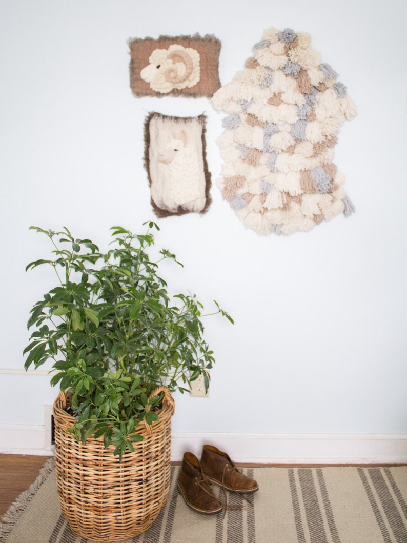 Handmade Tassel White Sheepskin Wall Hanging Fiber Art Etsy
