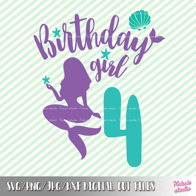 Download Birthday girl 4 four Mermaid Svg PngJPG DXF cutting | Etsy