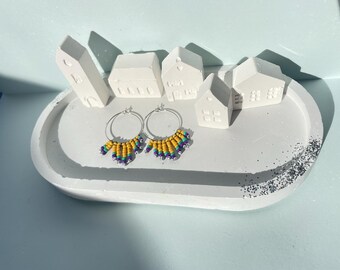 Seed beads fringe earring | 925 sterling silver