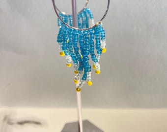 Seed beads fringe earring | 925 sterling silver