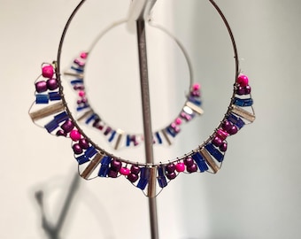 Seed bead hoop earrings