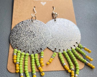 Seed beads silver plate earring | 925 sterling silver