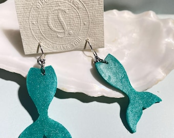 Mermaid tail clay earrings