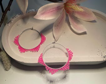 Seed bead hoop earrings