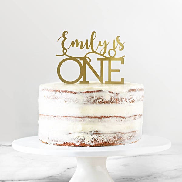 Topper de gâteau de premier anniversaire, dessus personnalisé de gâteau d'anniversaire, décoration d'anniversaire faite sur commande, dessus de gâteau d'or, dessus de gâteau de fille de chéri