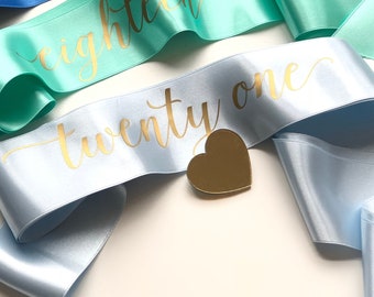 21st Birthday Sash, Gold Lettering, Party Accessory