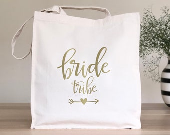 Bride tribe bag, Bachelorette party tote bag, Bridesmaid gift bag, Bridal party gift, Tribal bachelorette bag with heart, Bridal party favor