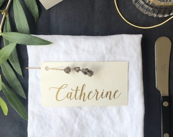 Personalised wedding place cards, Wedding escort cards, Wedding name cards, Table name cards, Gold foil place cards
