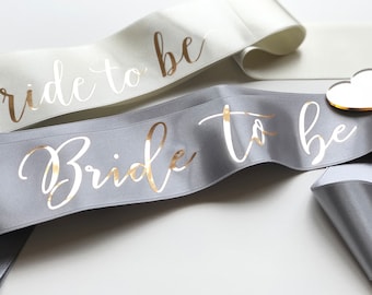 Metallic Gold Bride To Be Sash, Satin Bachelorette Party Accessory
