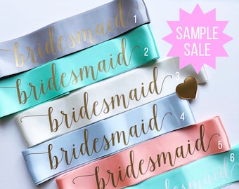 Bridesmaid sash, Bridesmaid gift, SAMPLE SALE, Classy sash, Hen sash, Hen party sash, Bridal shower gift, Ready to ship, Gold print sash