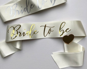 Personalized Bride To Be Satin Sash: Gold Hen Party Accessory