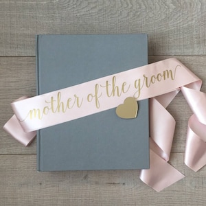 Mother of the groom sash, Bachelorette party sash, Hen party sash, Blush gold sash, Bachelorette sash with pin, Bridal shower gift