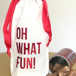 Oh what fun wine bag, Christmas gift, Wine bottle bag, Celebration gift, Reusable wine bag, Gift for boss, Gift for babysitter, Gift for her image 6