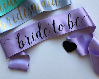 Personalized Bachelorette Sash, Elegant Satin Ribbon, Bride To Be