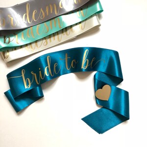 Bride to be sash, hen sash, bachelorette party sash, petrol blue sash, classy sash, elegant brides, personalized bachelorette party
