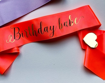 Personalized Birthday Babe Sash: Neon Party Accessory
