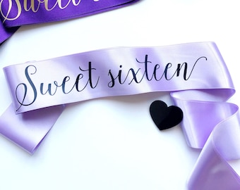 Sweet sixteen sash, Custom birthday sash, Lilac sash, 16th birthday gift, 16th birthday sash, Sweet 16 sash, Sweet 16 gift, Lilac age sash