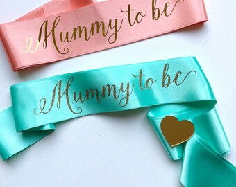 Mint & Gold 'Mummy To Be' Satin Sash, Baby Shower Decoration