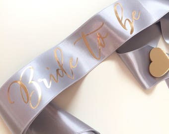 Bride To Be Sash: Metallic Gold Lettering, Satin Bachelorette Party Accessory