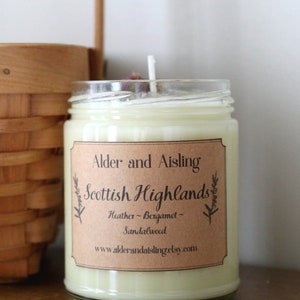 Scottish Highlands Soy Wax Candle with Dried Thistle,Heather and Lavender, Soy Wax Candle, Heather Fragrance Candle, Herbal candle