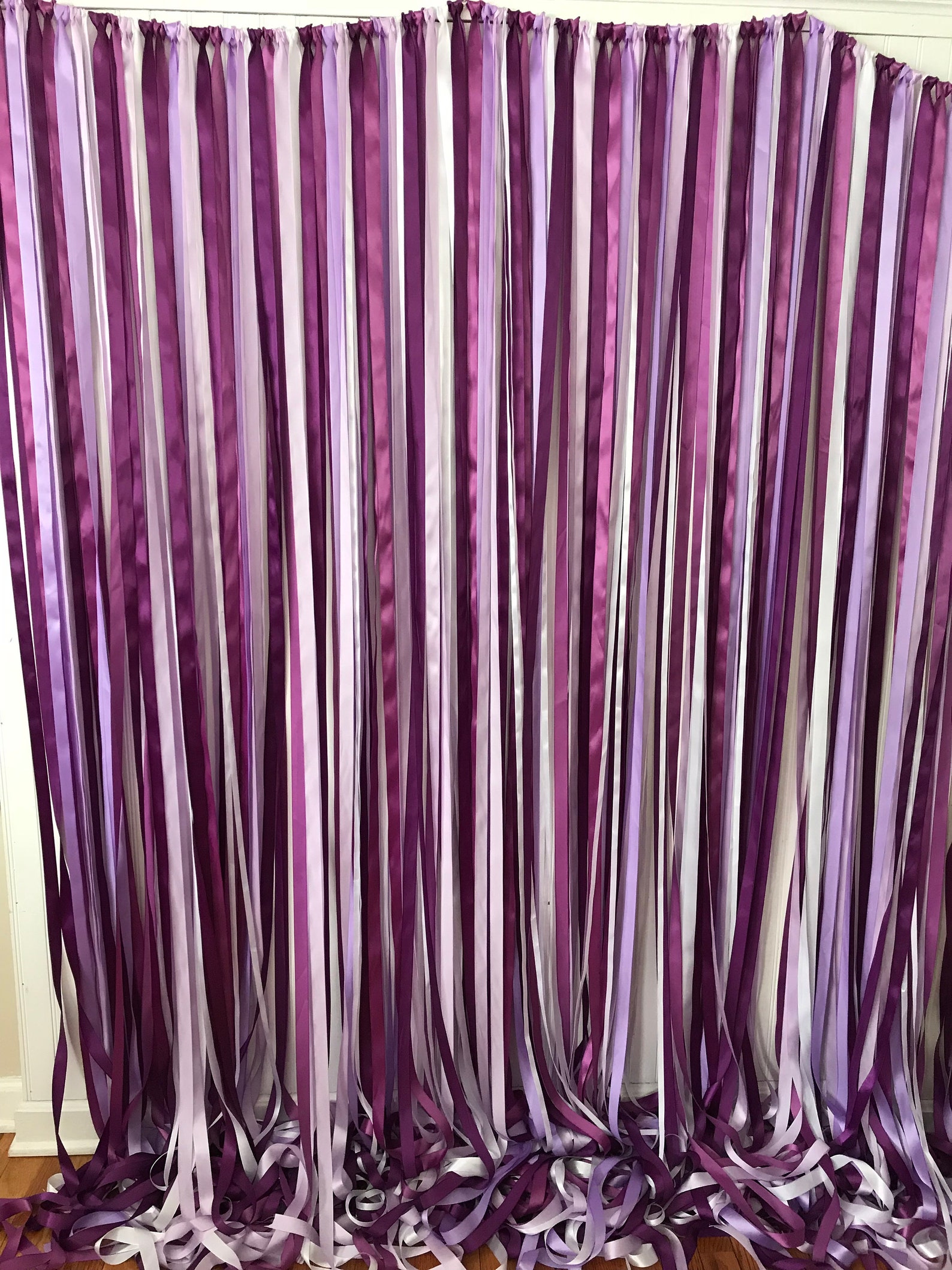 Purple Backdrop Ribbon Backdrop Ribbon Wall Purple Wedding Etsy