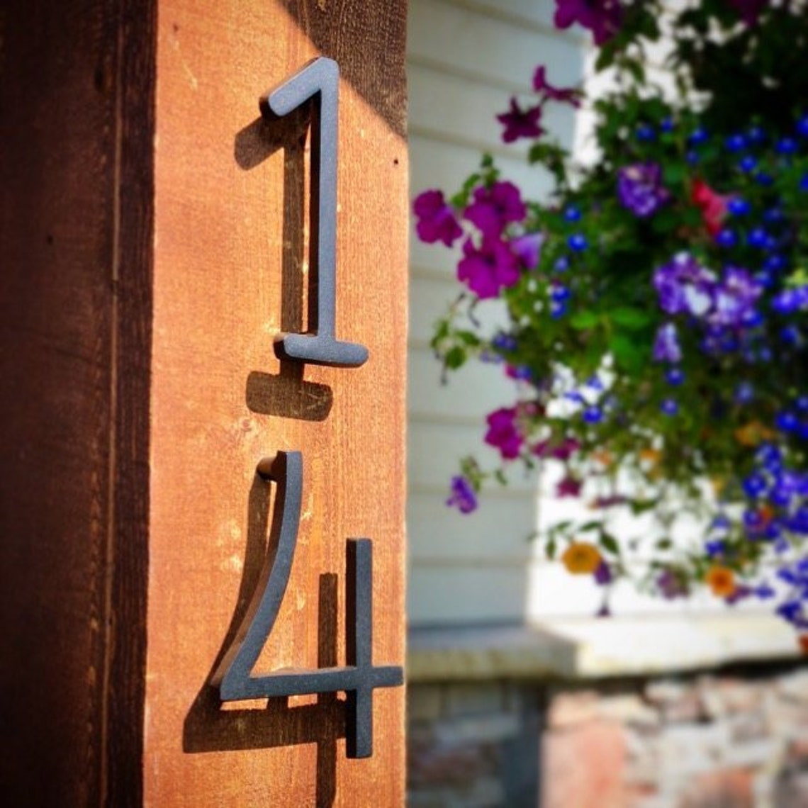 Modern house numbers set of 4 aluminum metal modern font Etsy