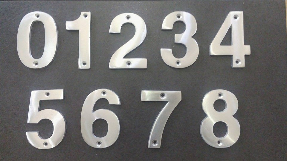 Modern house numbers aluminum metal modern font address Etsy