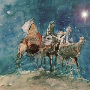 3 Wise Men, Watercolor, 12"x18", Print