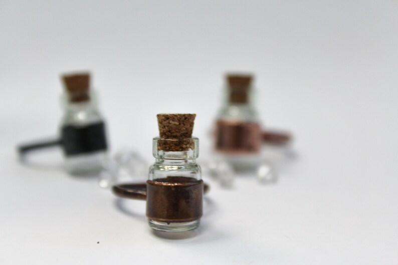 Copper Electroformed Jewelry Glass Keeper Bottle Ring Antiqued Copper Glass Bottle Jewelry Cork Vial Jewelry Witchy Jewelry