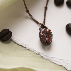 REAL Coffee Bean Necklace | Copper Necklace | Electroformed Jewelry | Nature Jewelry| Antiqued | Coffee Lover | Dainty Necklace | Layering