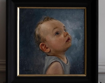 カスタム油絵肖像画、子供の肖像画、子供の絵画、油絵肖像画、子供の