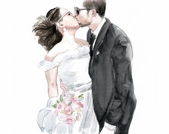 PRINTABLE Wedding Portrait, Custom Portrait Painting, Custom Watercolour, Couple Portrait, Wedding Couple Miniature print at home