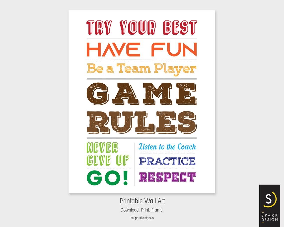 Game Rules Printable Wall Art Home Decor Room Decor Poster Etsy