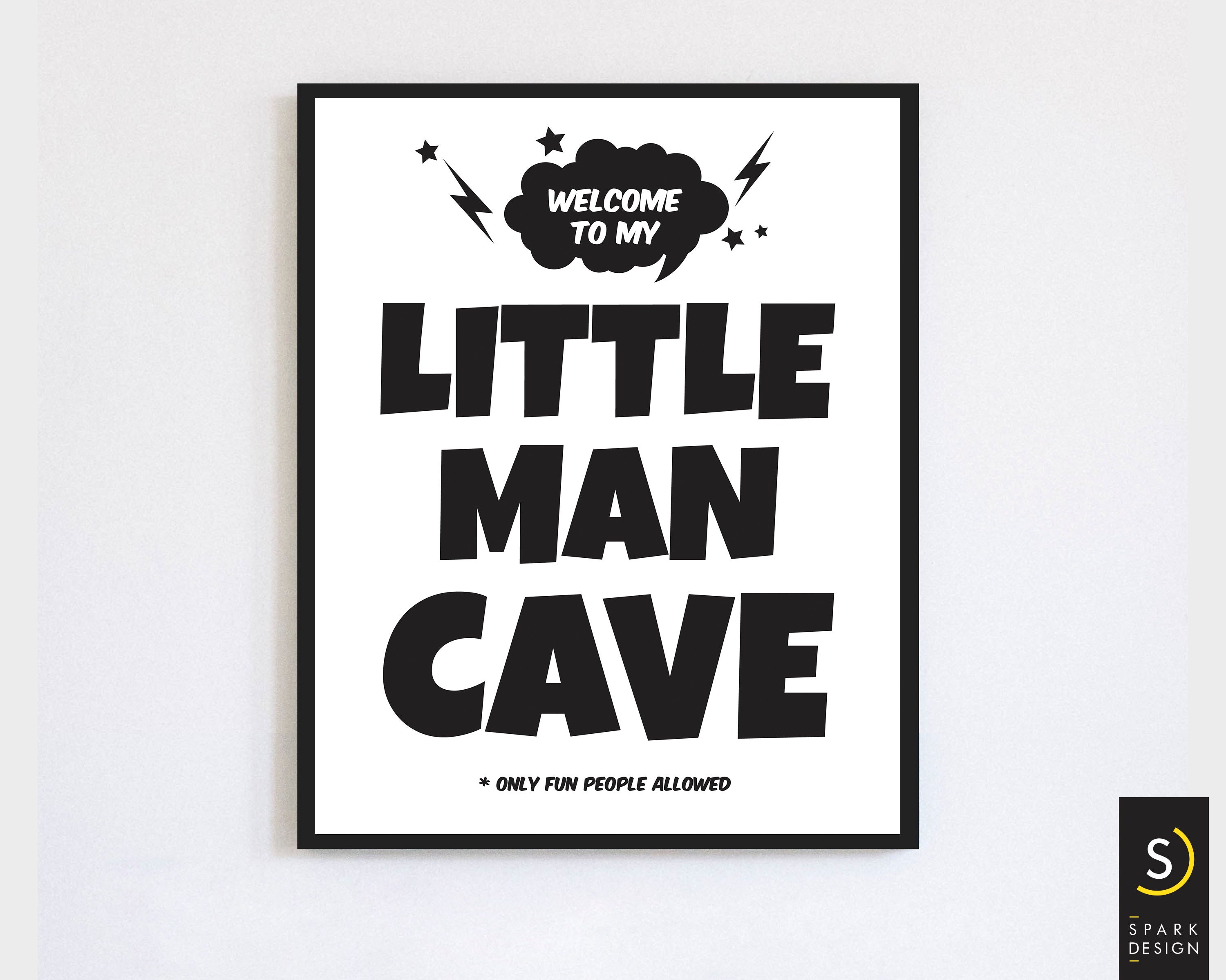 Little Man Cave Printable Wall Poster Kids Room Decor Humor | Etsy