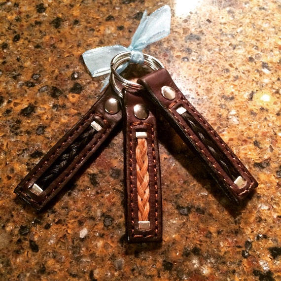 Personalized Horsehair and Leather Keychain Etsy